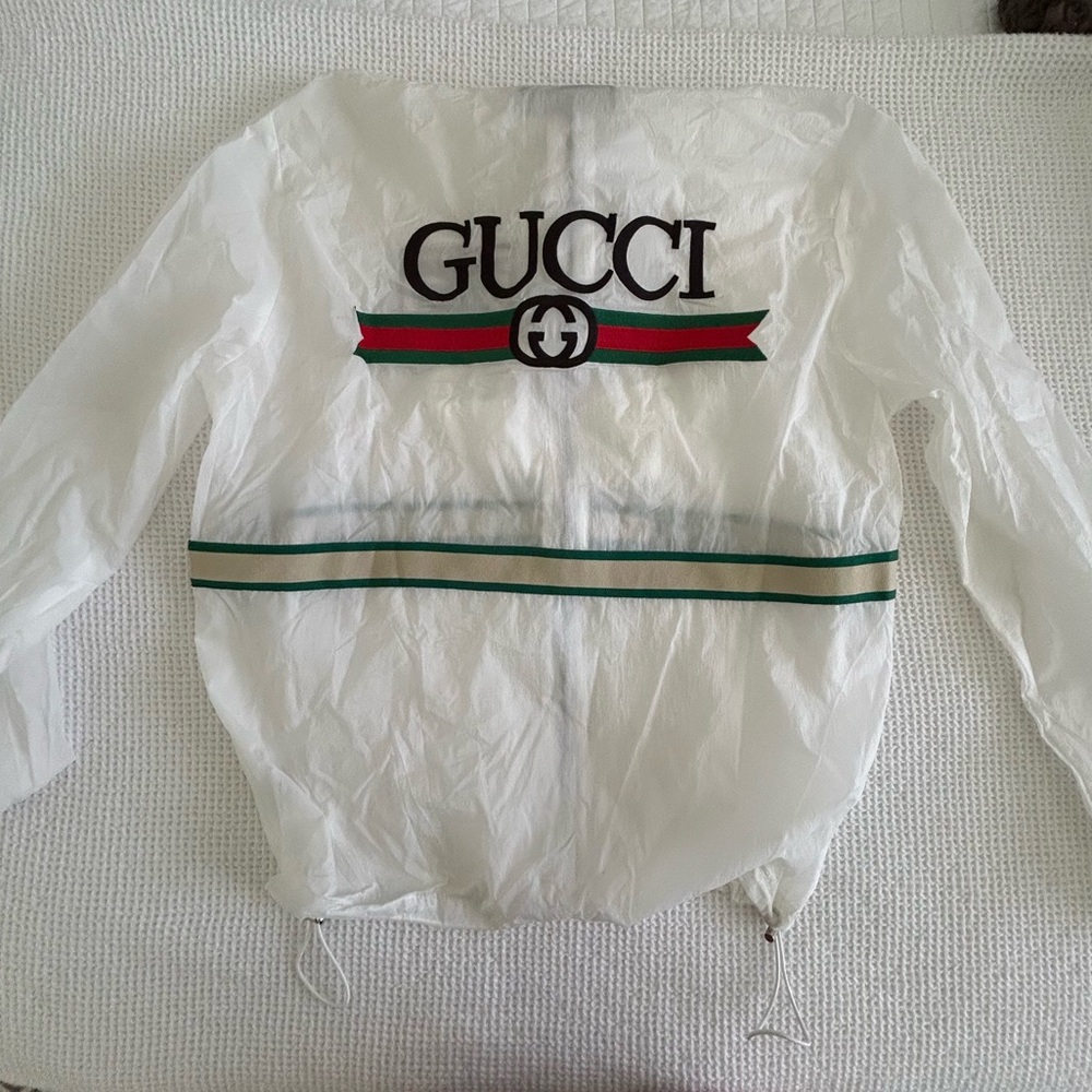 Gucci White Jacket with Green and Red Stripes